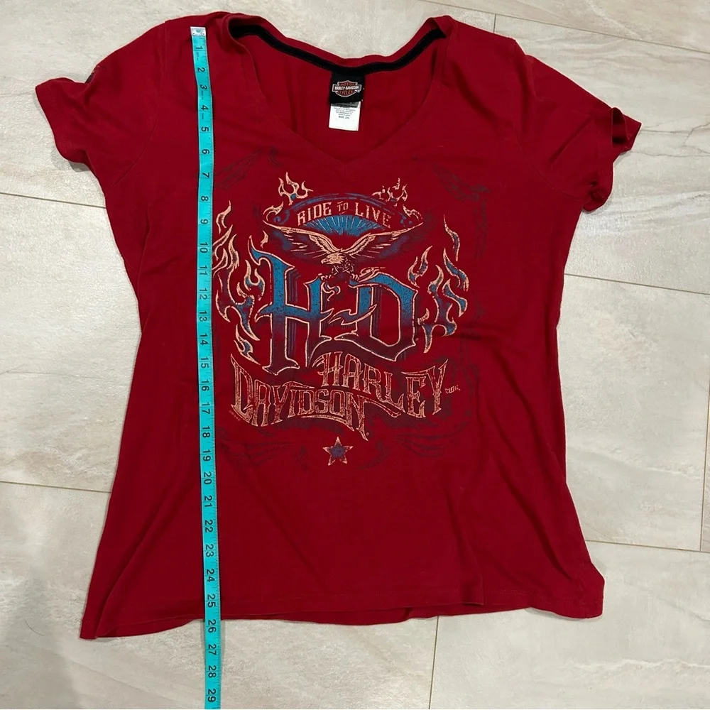 Harley-Davidson Women's Red V-Neck Tee size 2XL - Picture 8 of 8